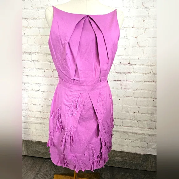 strapless open back dress ROBERT RODRIGUEZ Size 4 Purple Cotton / Polyester V-Neck Sheath Cockta   Sui Generis Designer Consignment